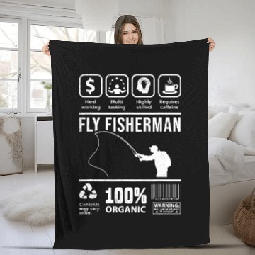 Discover Fishing Fun Fly Fishing Funny Multi Tasking graphic theme Fleece Blankets