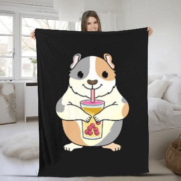 Discover Guinea Pig Pet Drinking Bubble Tea Fleece Blankets