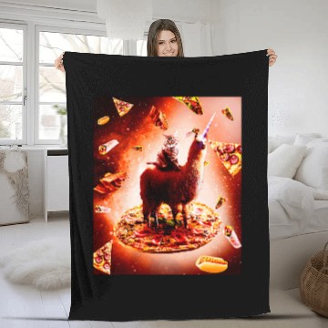 Discover Llama Pet Outer Space Cat Riding Llama Unicorns Pizza Baseball Tees Fleece Blankets