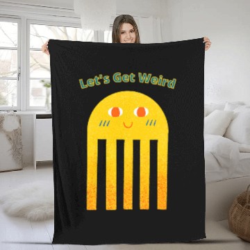 Discover Aliens UFO Lets Get Weird Funny Kawaii Blushing Alien Jellyfish Art Baseball Tees Fleece Blankets