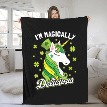 Discover Unicorn Pet Im Magically Delicious St Patricks Day Fleece Blankets