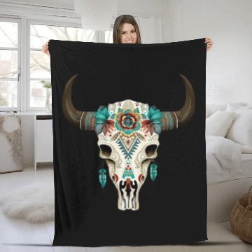 Discover Cow Pet Aztec cow skull men women 01 Baseball Tees Fleece Blankets