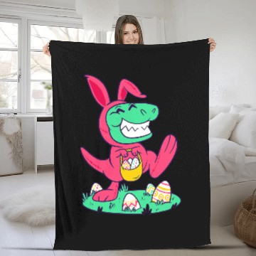 Discover Chicken Pet TRex Easter Bunny Chick Egg Hunt Easter Day Hunt Fleece Blankets