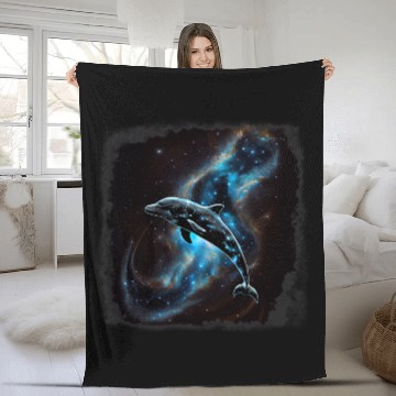 Discover Dolphin Pet Gift Awesome Galaxy Constellation Flying Space Baseball Tees Fleece Blankets