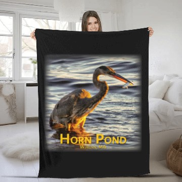 Discover Fishing Fun Great Blue Heron Fleece Blankets