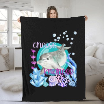 Discover Dolphin Pet Gift Choose Kindness Inspirational Watercolor Baseball Tees Fleece Blankets