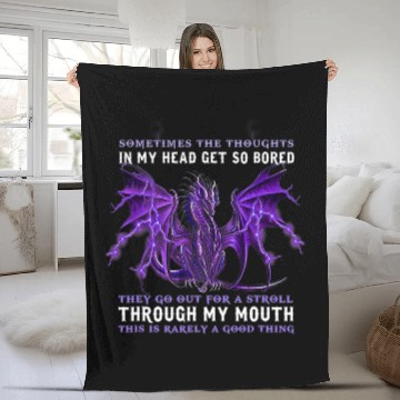 Discover Dragon Pet Sometimes The Thoughts In My Head Get So Bored 2 Zip Fleece Blankets