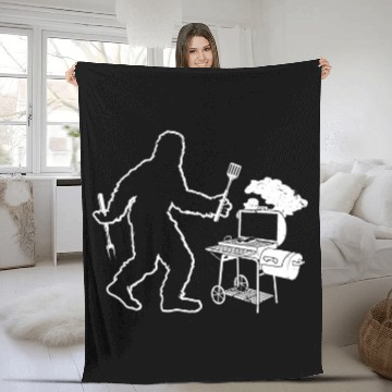Discover Bigfoot Pet Grilling Sasquatch Pitmaster Grill Lovers BBQ Fleece Blankets
