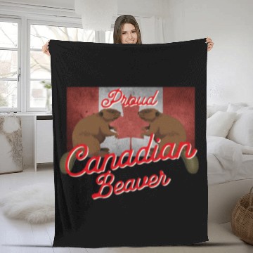 Discover Beaver Pet Proud Canadian Flag Canada Beaver 01 Fleece Blankets