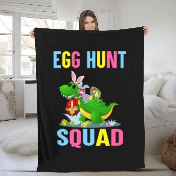 Discover Dinosaur Pet Egg Hunt Squad Easter Egg Bunny Lover Dinosaur TRex Fleece Blankets