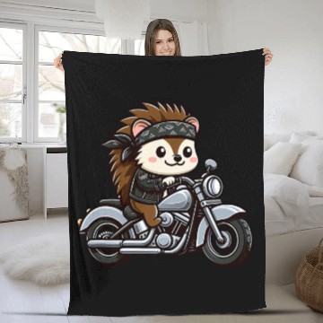 Discover Hedgehog Biker Pet Funny Motorcycle Zip Fleece Blankets