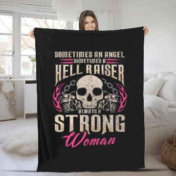 Discover Motorcycle Gift Women Biker Angel Hellraiser Always Strong Zip Fleece Blankets