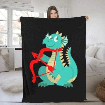 Discover Dragon Pet Valentines Day Dragon Red Cupid Bow Fleece Blankets