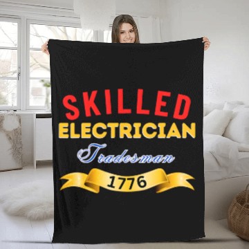 Discover Black Electrician Skilled Designation Black and Proud Fleece Blankets