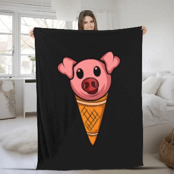 Discover Pig Pet Ice Cream Fun loving Person Fleece Blankets