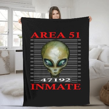 Discover Aliens UFO Area 51 Inmate Alien Head Space Lover Design Fleece Blankets