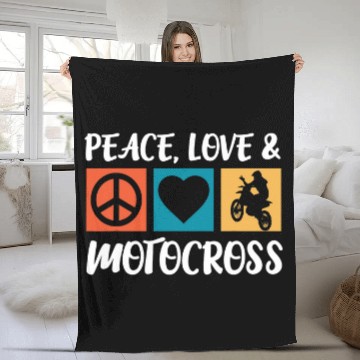 Discover Peace Love Motocross Motorcycle Biker Helmet Zip Fleece Blankets