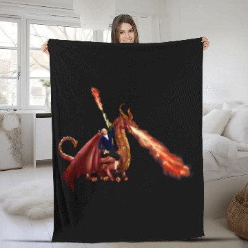 Discover Dragon Pet George Washington with a flamethrower riding a Fleece Blankets