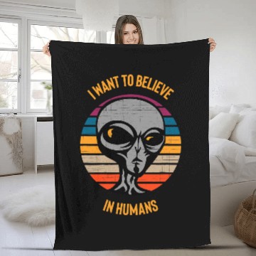 Discover Aliens UFO Funny Area 51 Fleece Blankets