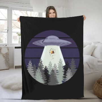 Discover Aliens UFO bee hive abduction by uap 2ufo 2alien art Fleece Blankets