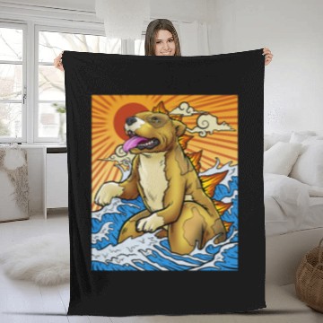 Discover Pitbull Dog Kaiju Giant Pitbull Monster Funny Pitbull Fleece Blankets