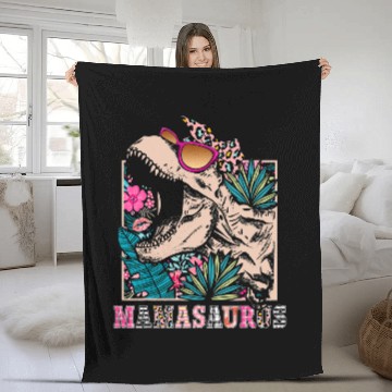 Discover Dinosaur Pet Mamasaurus rexs Mom Dinosaur Leopard Flower TRex Mama Saurus 1 Fleece Blankets