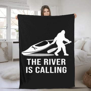Discover Bigfoot Pet Kayak River Is Calling Kayaking Sasquatch Camping Fleece Blankets