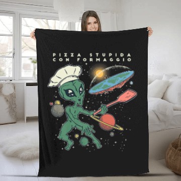 Discover Aliens UFO Funny Flat Earth Society Chef Fleece Blankets