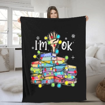Discover Book Fun Reading Books Librarian Reader Nerd Im Ok Teacher School 1 Zip Fleece Blankets