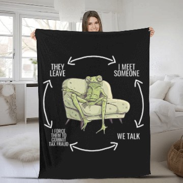 Discover Frog Pet Weird Frog Tax Fraud Meme Vicious Cycle Fleece Blankets