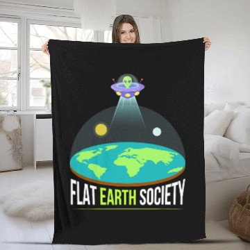 Discover Aliens UFO Funny Flat Earth Society 2Alien Fleece Blankets