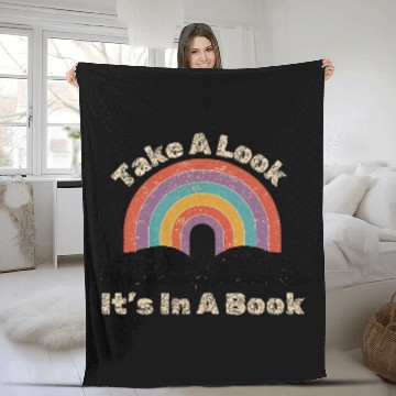 Discover Book Fun Take A Look Its In A Book Rainbow Reading Bookworm Librarian Zip Fleece Blankets