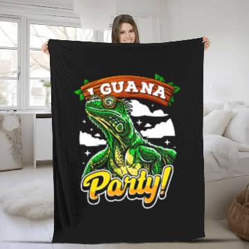 Discover Iguana Pet I Guana Party Funny Iguana Lizard Pun 2 Fleece Blankets