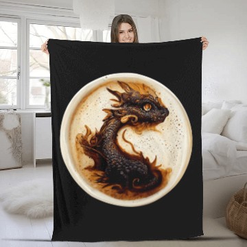 Discover Dragon Pet HyperRealistic Of Coffee Art Cute Dragon In Circle Fleece Blankets
