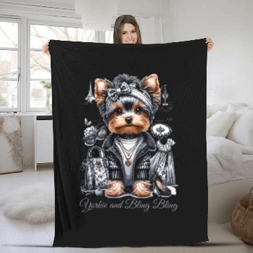 Discover Yorkshire Terrier Yorkie and Bling Bling Baseball Tees Fleece Blankets
