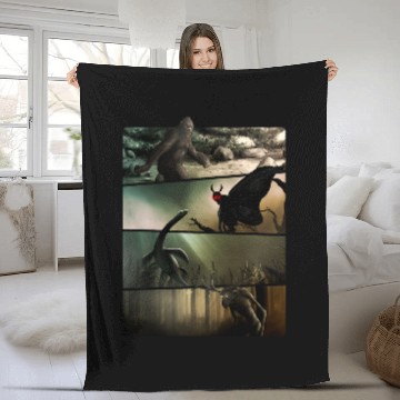 Discover Bigfoot Pet Mothman Nessie Wendigo Original Cryptid Artwork Fleece Blankets