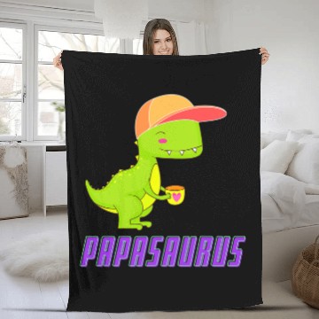 Discover Dinosaur Pet Papasaurus T rexs Dinosaur Funny Fathers Day Fleece Blankets