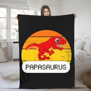 Discover Dinosaur Pet Papasaurus T rexs Dinosaur Pixel style Fathers Day Fleece Blankets