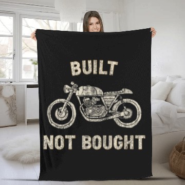 Discover Cafe Racer Design Hand Drawn Motorcycle Built Not Bought Baseball Tees Fleece Blankets