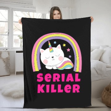 Discover Unicorn Pet Sarcastic Retro Rainbow Funny Unicorn Serial Killer Fleece Blankets