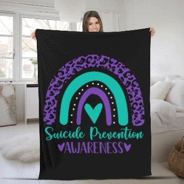 Discover suicides Prevention 988 we wear Teal 2Purple rainbow Fleece Blankets