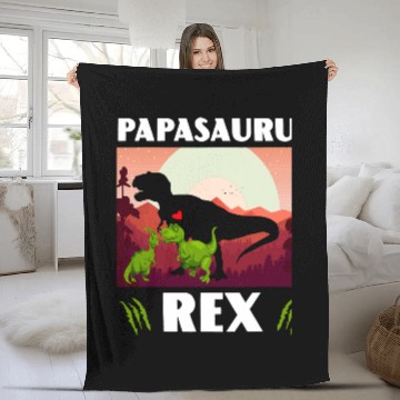 Discover Dinosaur Pet Fathers Day Papasaurus rexs Funny Dinosaur Daddy Zip Fleece Blankets