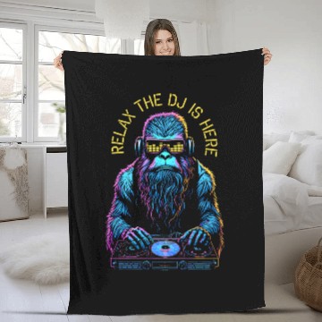 Discover Bigfoot Pet Relax The Dj Is Here Bigfoot Sasquatch EDM Music Equalizer Fleece Blankets