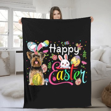 Discover Happy Easter Yorkshire Terrier Cosplay Bunny Chocolate Eggs Baseball Tees Fleece Blankets