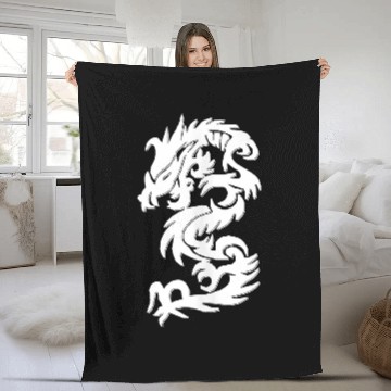 Discover Dragon Pet White Firedrake Chinese dragon kung fun tai chi Fleece Blankets