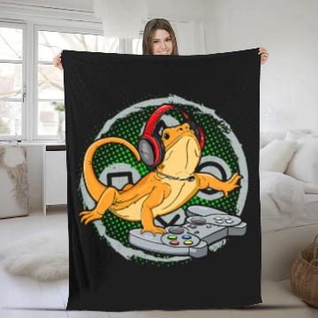 Discover Bearded Dragon Pet Gamer Video Game Gecko Lizard 1 Fleece Blankets