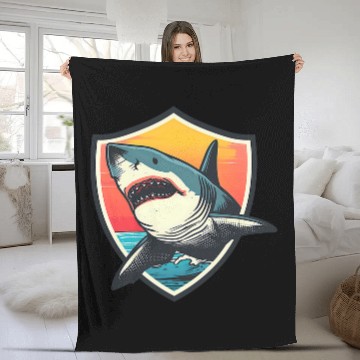 Discover Shark Pet Vintage Retro Shark Design Biologist Fleece Blankets