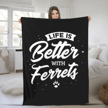 Discover Ferret Pet Mens Life With Ferrets Rodent Pet Fleece Blankets