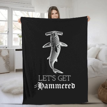 Discover Shark Pet Lets Get Hammered Hammerhead Shark Funny Drinking 3 Baseball Tees Fleece Blankets