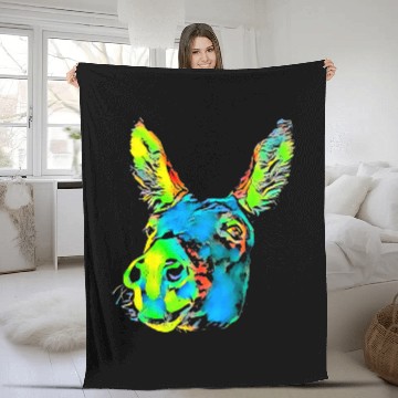 Discover Donkey Pet Face Pop Art Fleece Blankets